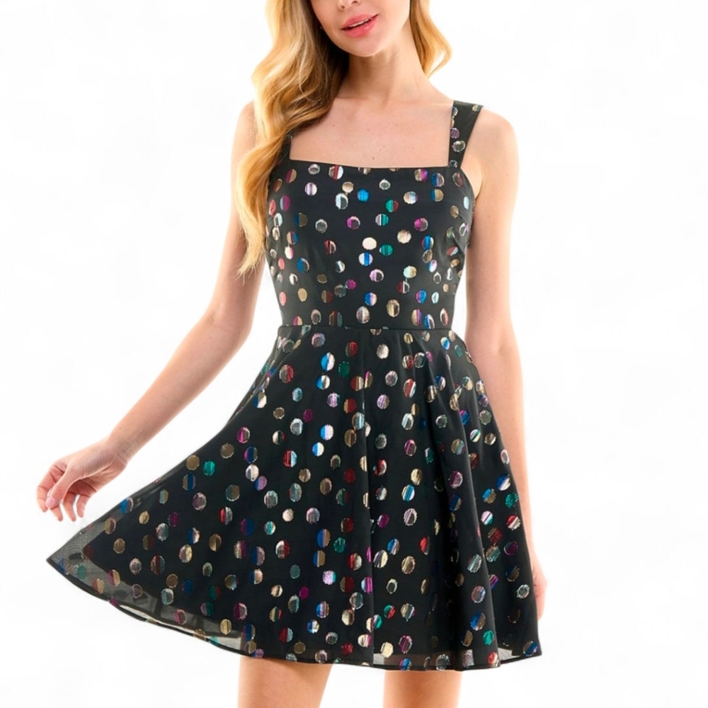 City Studios Juniors Chiffon Polk Dot Fit & Flare Dress‎ Size 7-8 NEW